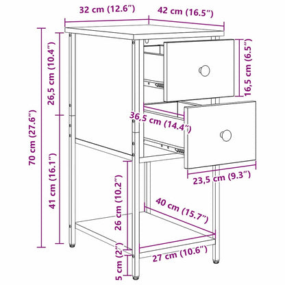 vidaXL Nachttisch Eiche handwerklich 32 x 42 x 70 cm Holzwerkstoff