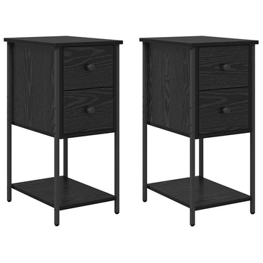vidaXL Nachttisch 2 pcs Schwarze Eiche 32 x 42 x 70 cm Holzwerkstoff