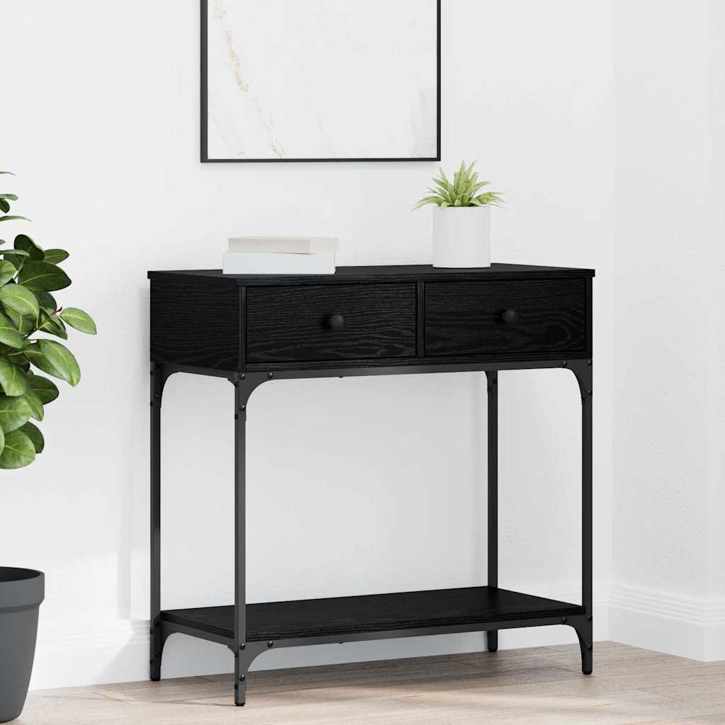 vidaXL Konsolentisch mit Regal Schwarz Eichen-Optik 75 x 34.5 x 75 cm