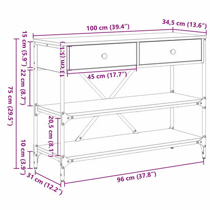 vidaXL Konsolentisch mit Schubladen Braun 100 x 34,5 x 75 cm Holz