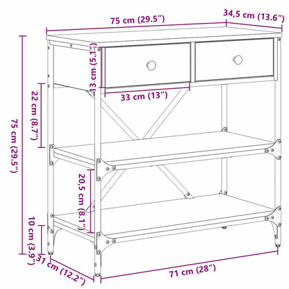 vidaXL Konsolentisch mit Schubladen Braun 100 x 34,5 x 75 cm Holz