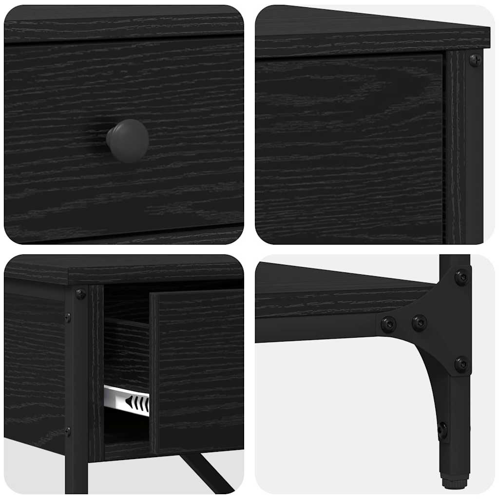 vidaXL Konsolentisch Schwarz Eichen-Optik 100 x 34,5 x 75 cm Holz