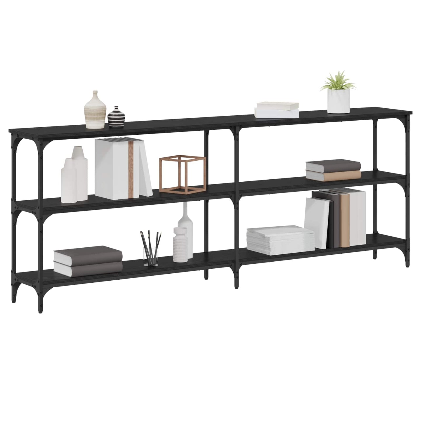 vidaXL Konsolentisch Schwarz Eichen-Optik 200 x 29 x 75 cm