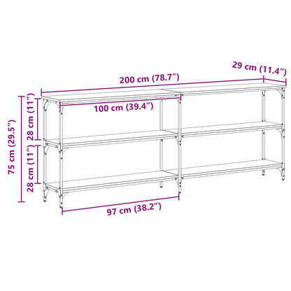 vidaXL Konsolentisch Schwarz Eichen-Optik 200 x 29 x 75 cm