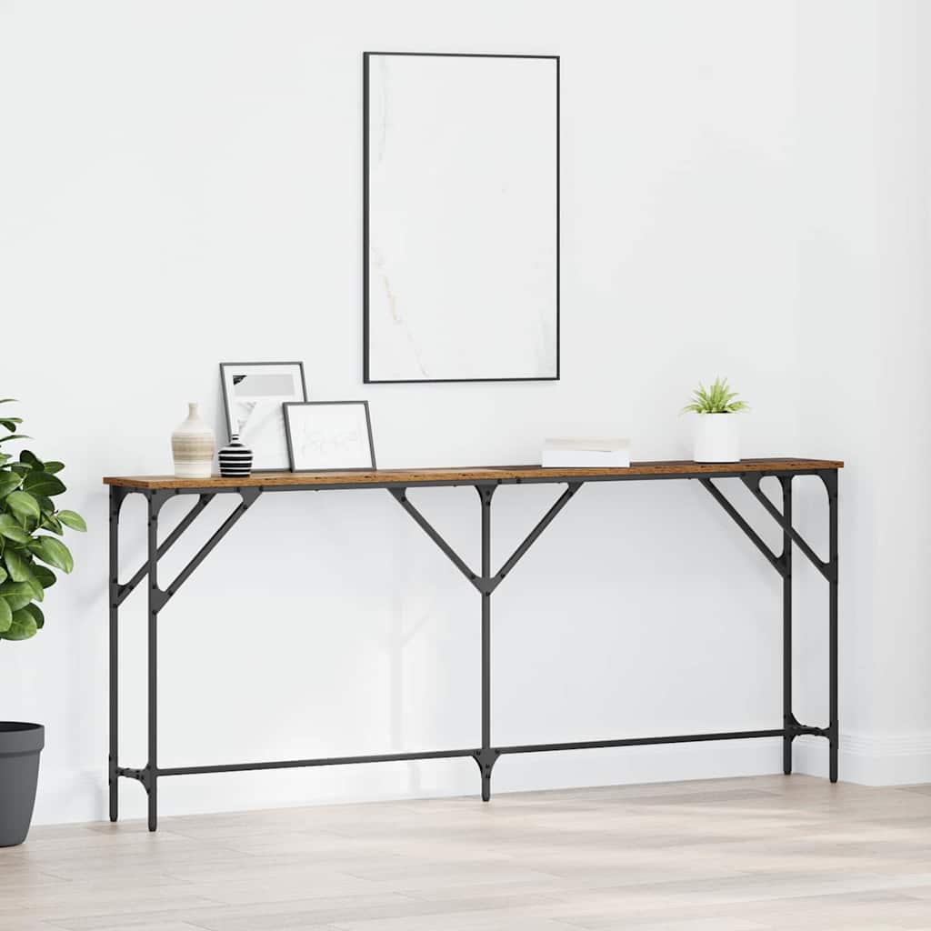 vidaXL Konsolentisch Altholz 180 x 23 x 75 cm Schichtholz und Metall
