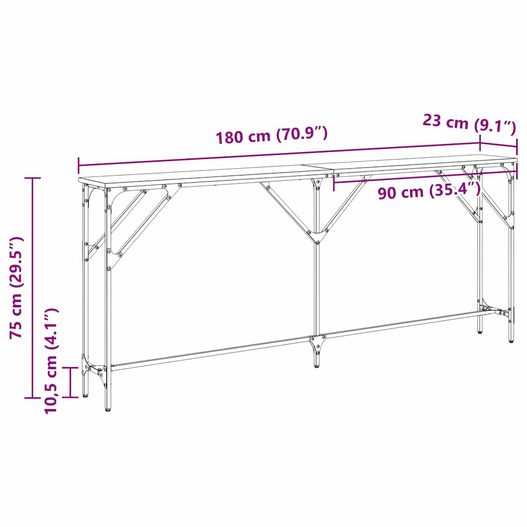 vidaXL Konsolentisch Artisan-Eiche 180 x 23 x 75 cm