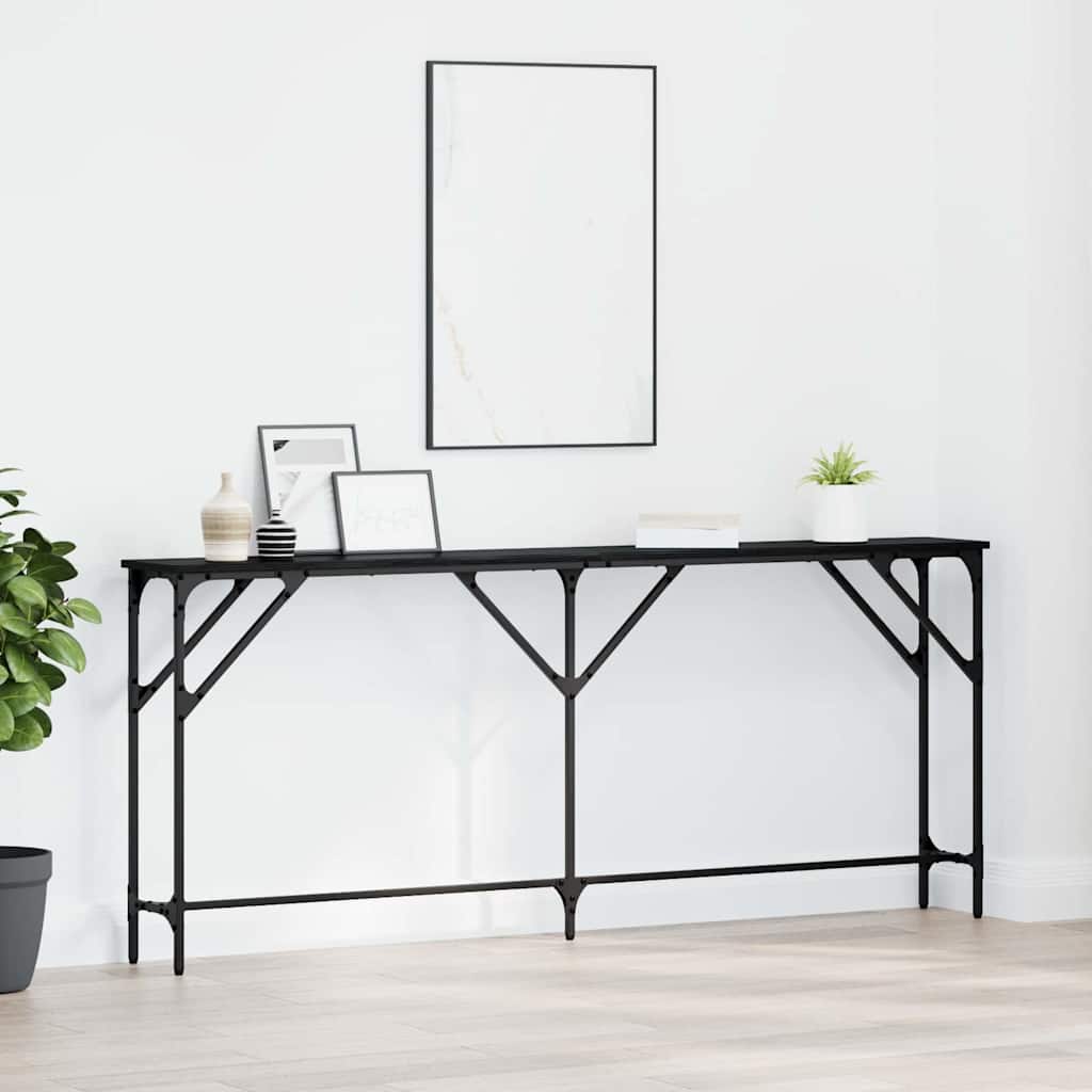 vidaXL Konsolentisch Schwarz Eichen-Optik 180 x 23 x 75 cm
