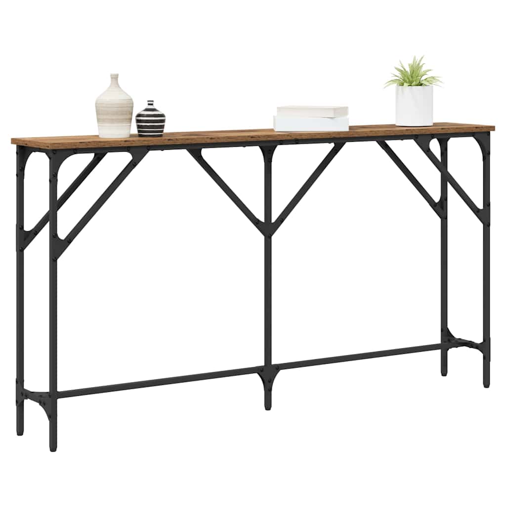 vidaXL Konsolentisch Altholz 140 x 23 x 75 cm Schichtholz und Metall