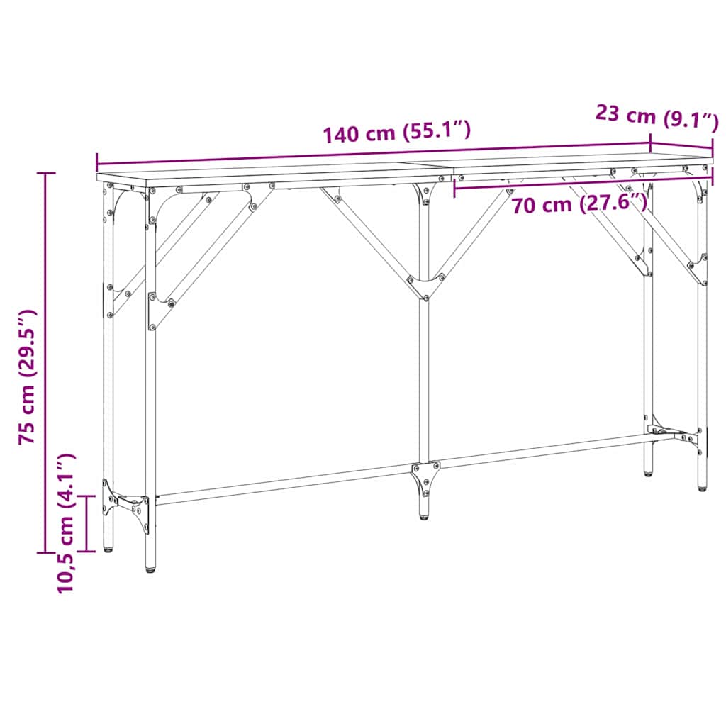vidaXL Konsolentisch Artisan-Eiche 140 x 23 x 75 cm
