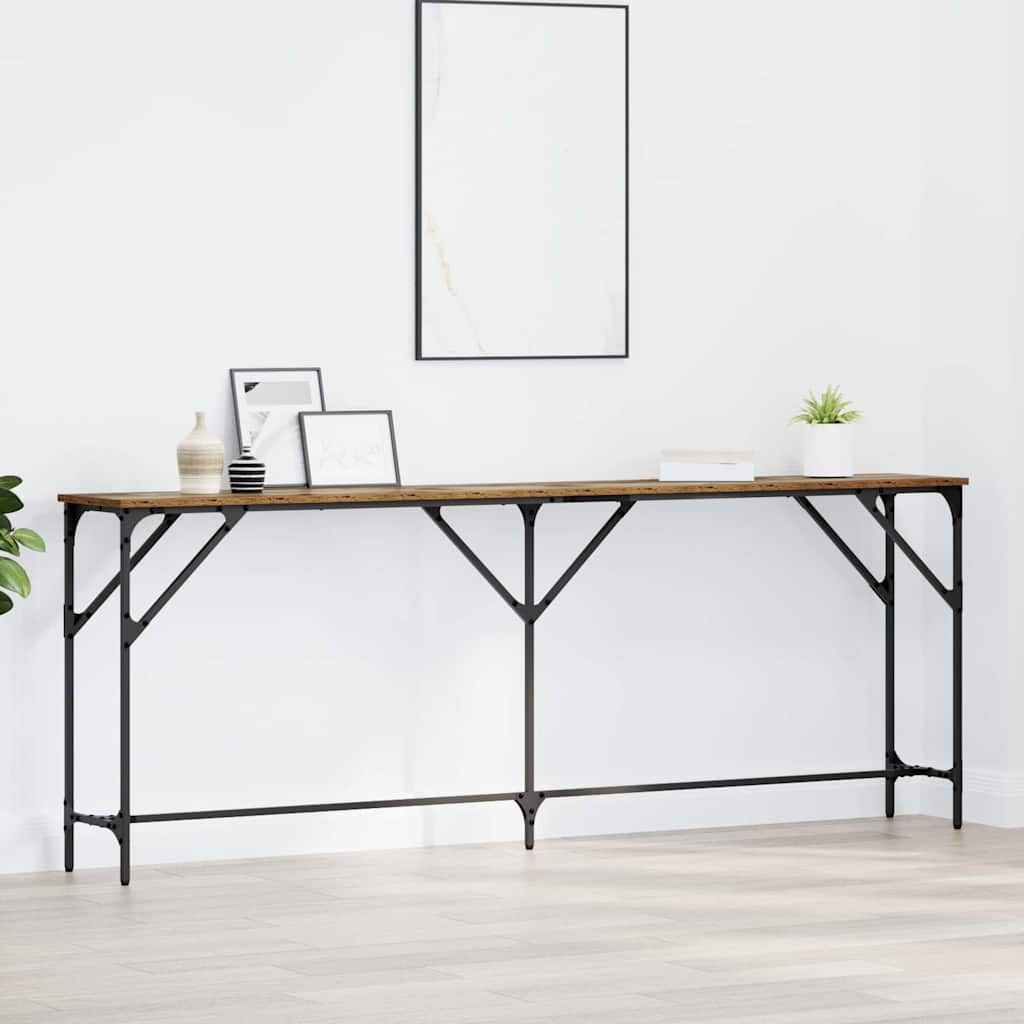 vidaXL Konsolentisch Altholz 200 x 29 x 75 cm Schichtholz und Metall