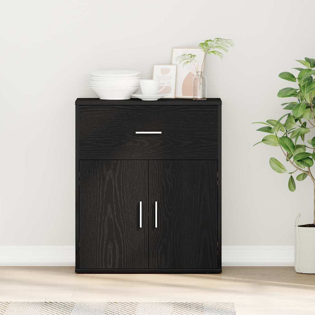 Sideboard Schwarz Eichen-Optik 60 x 31 x 70 cm Holzwerkstoff