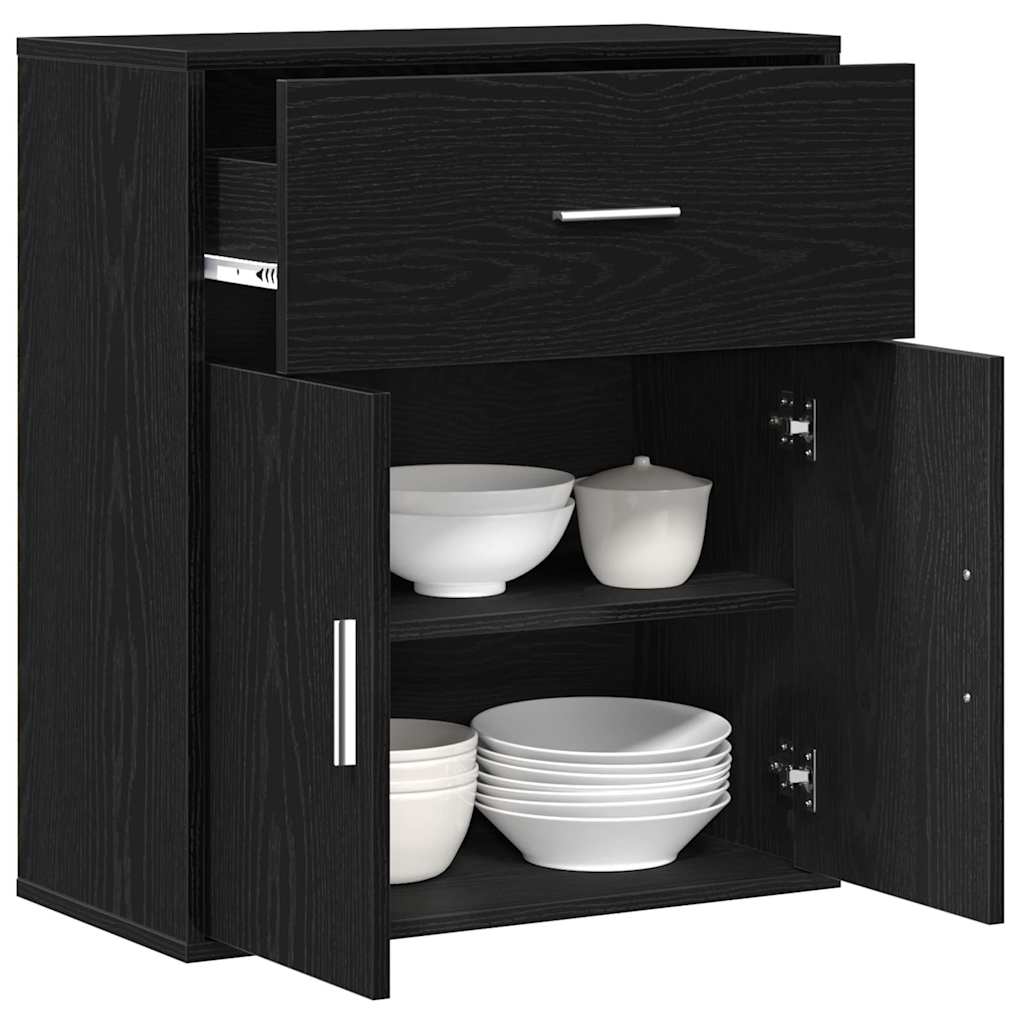 Sideboard Schwarz Eichen-Optik 60 x 31 x 70 cm Holzwerkstoff