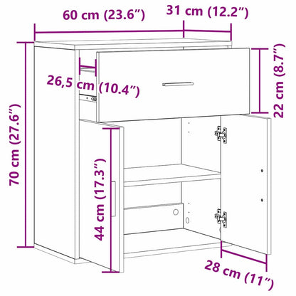 Sideboard Schwarz Eichen-Optik 60 x 31 x 70 cm Holzwerkstoff