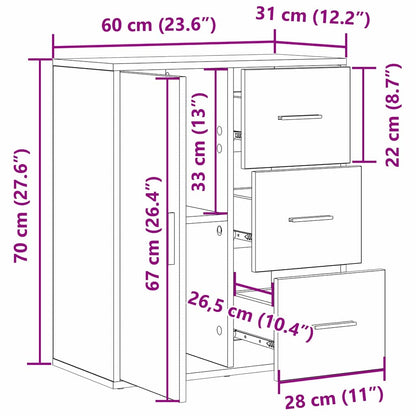 vidaXL Sideboard Schwarz Eichen-Optik 60 x 31 x 70 cm Holzwerkstoff