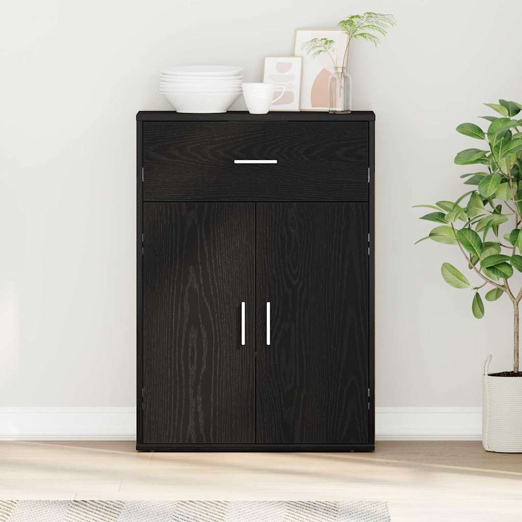 vidaXL Bahut noir aspect chêne 60 x 30 x 84 cm, bois d'ingénierie