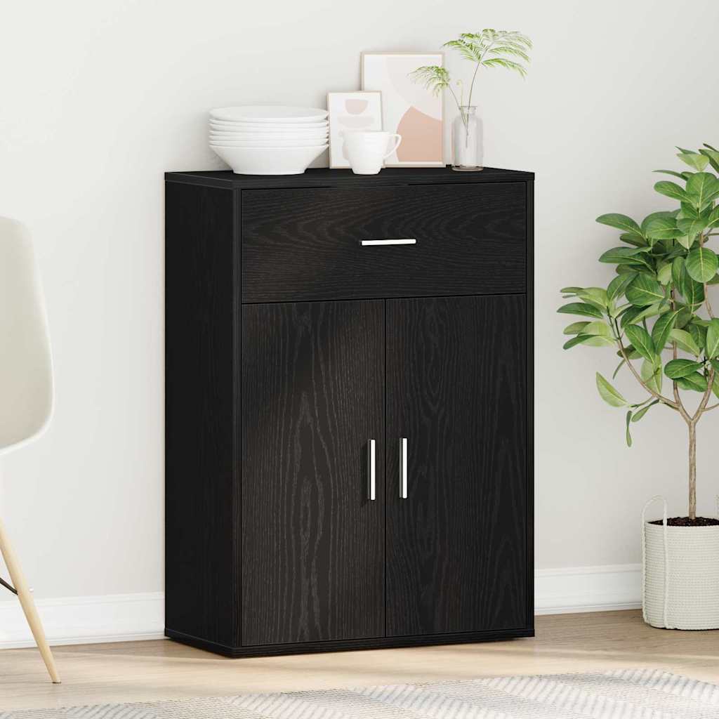 vidaXL Bahut noir aspect chêne 60 x 30 x 84 cm, bois d'ingénierie