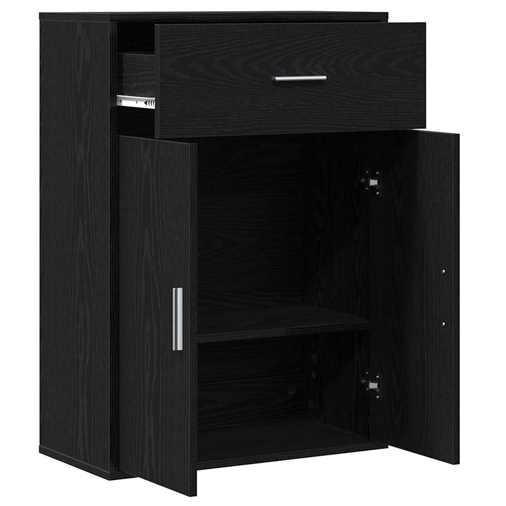 vidaXL Bahut noir aspect chêne 60 x 30 x 84 cm, bois d'ingénierie