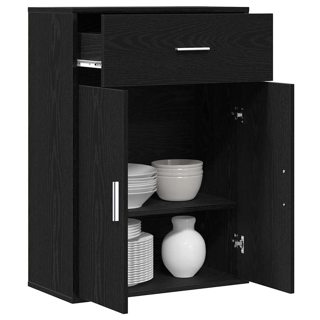 vidaXL Bahut noir aspect chêne 60 x 30 x 84 cm, bois d'ingénierie