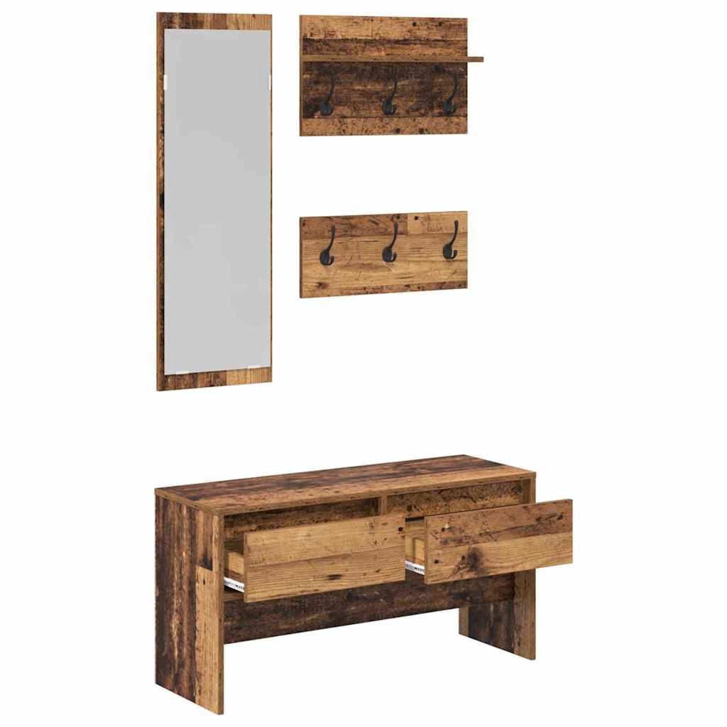 Flurmöbel-Set mit Schubladen 4 pcs Altholz Holzwerkstoff