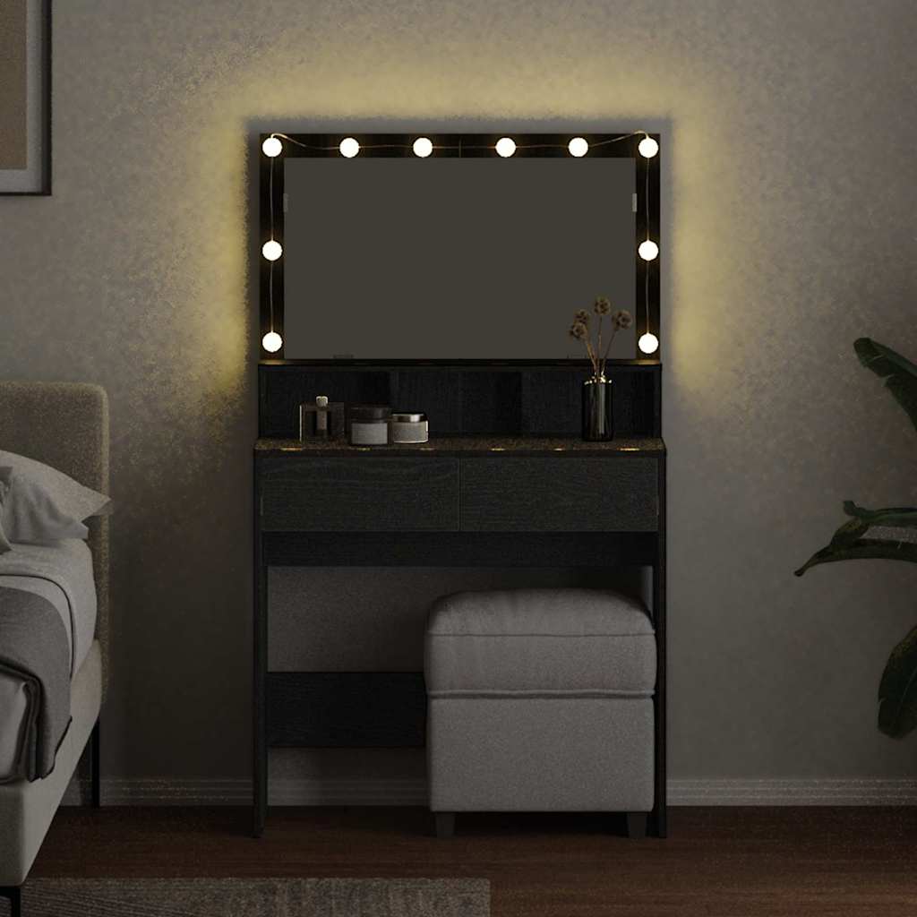 Schminktisch mit Regal Schwarz Eichen-Optik 80 x 41 x 134,5 cm