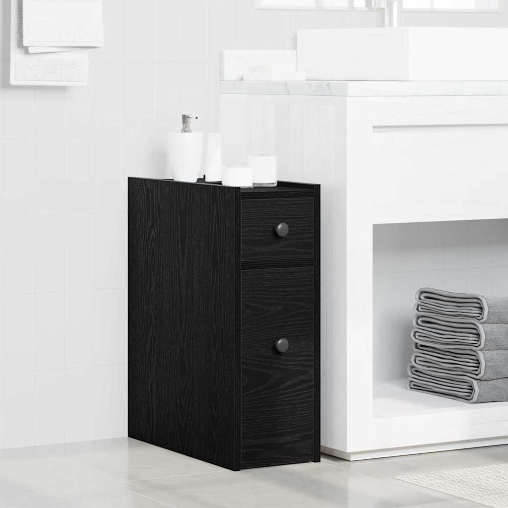 vidaXL Badezimmermöbel-Set Schwarz Eichen-Optik 80 x 18 x 60 cm