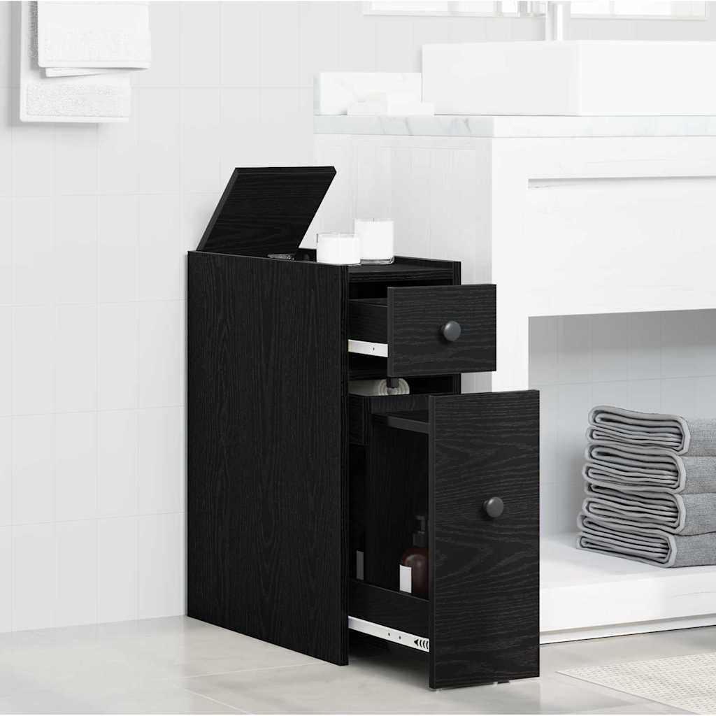 vidaXL Badezimmermöbel-Set Schwarz Eichen-Optik 80 x 18 x 60 cm