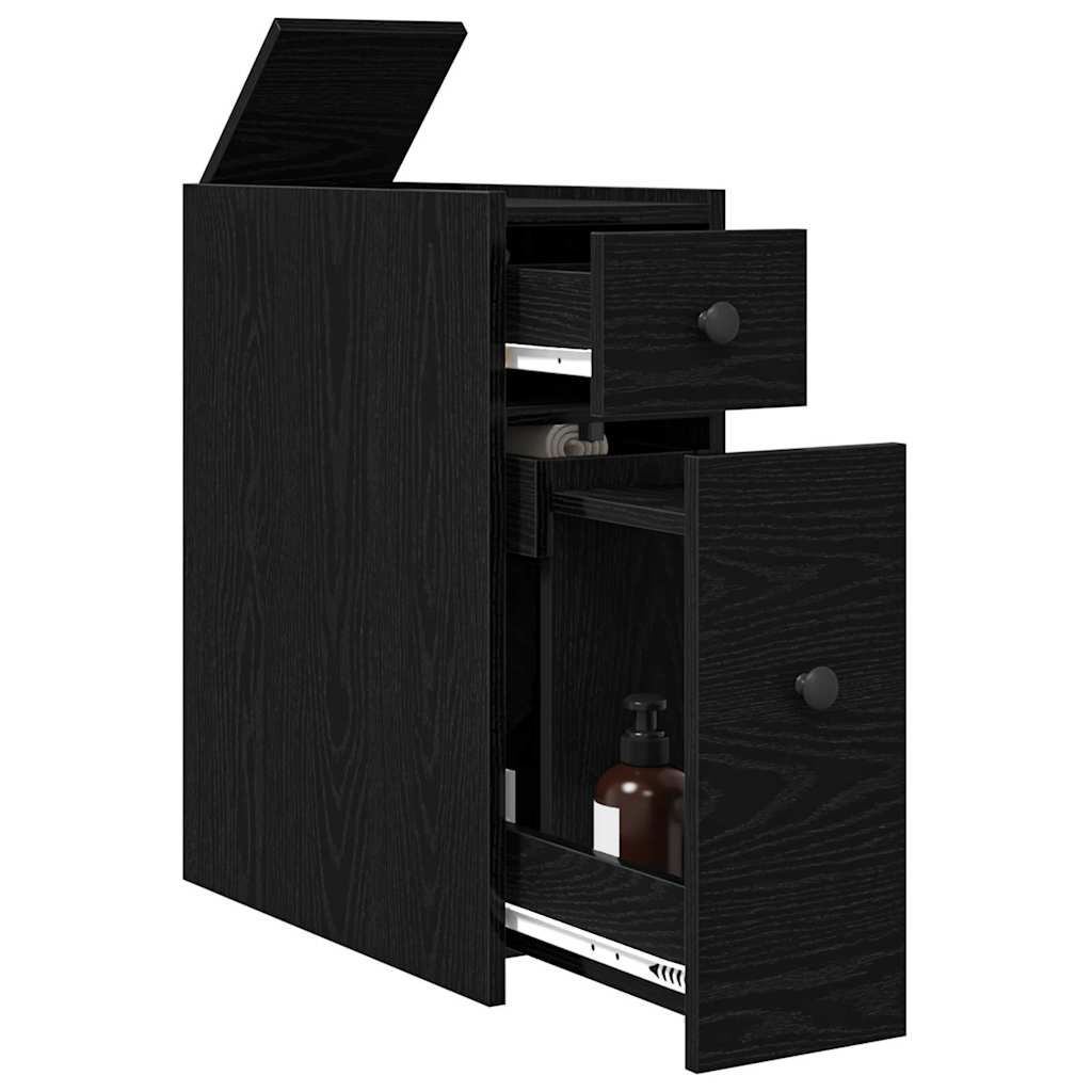 vidaXL Badezimmermöbel-Set Schwarz Eichen-Optik 80 x 18 x 60 cm