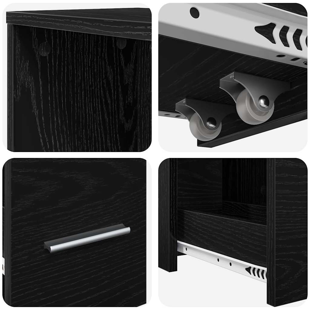vidaXL Badezimmermöbel-Set Schwarz Eichen-Optik 22 x 41 x 135 cm