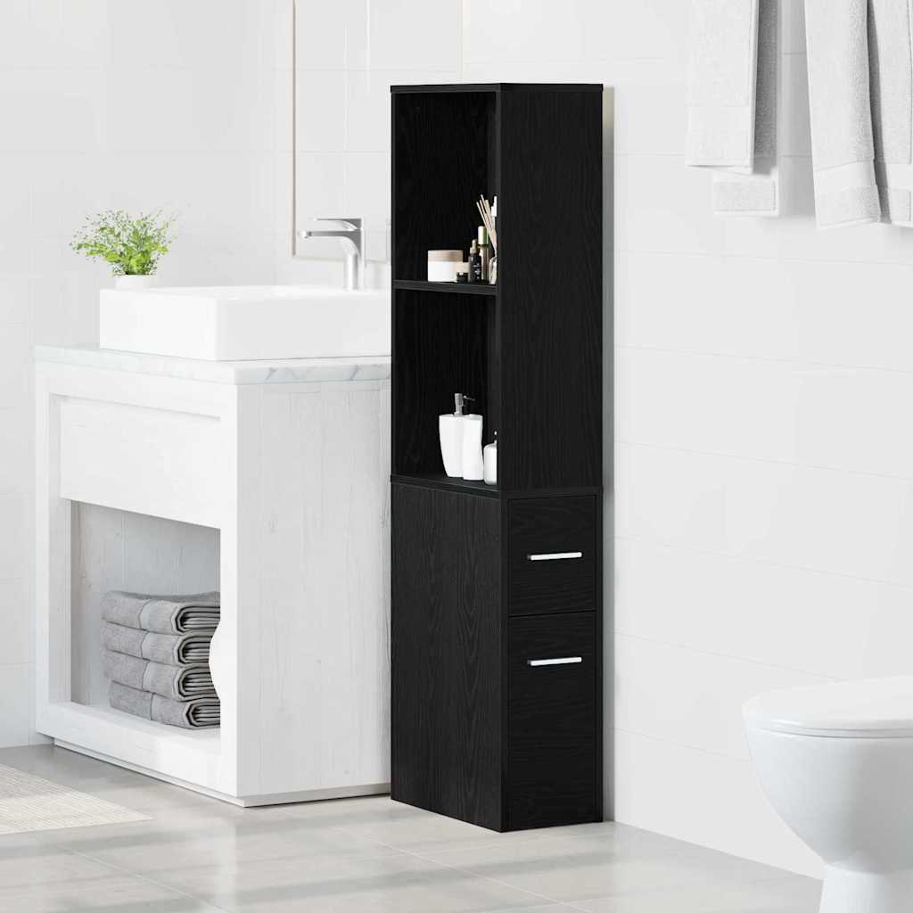 vidaXL Badezimmermöbel-Set Schwarz Eichen-Optik 22 x 41 x 135 cm