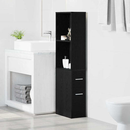 vidaXL Badezimmermöbel-Set Schwarz Eichen-Optik 22 x 41 x 135 cm