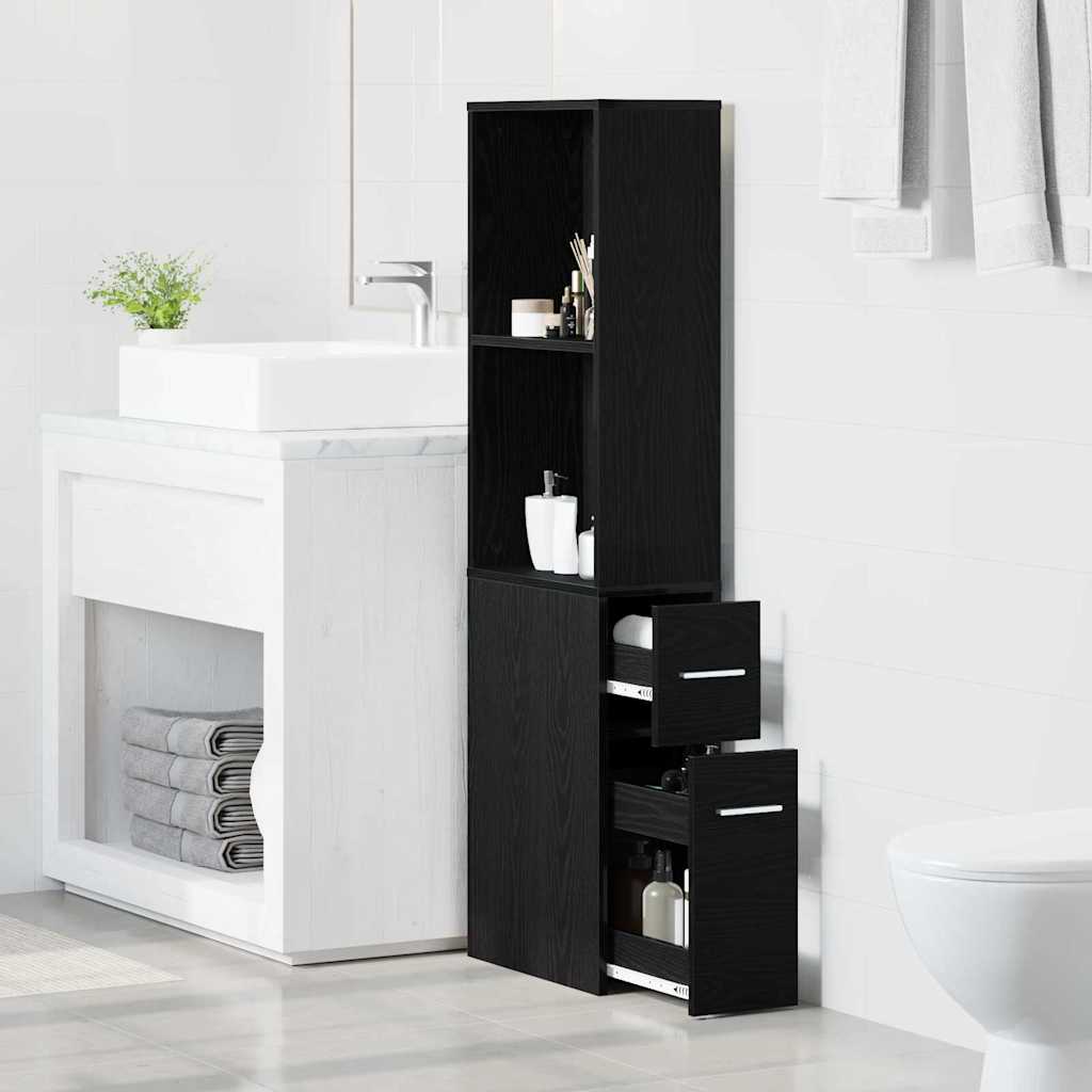 vidaXL Badezimmermöbel-Set Schwarz Eichen-Optik 22 x 41 x 135 cm