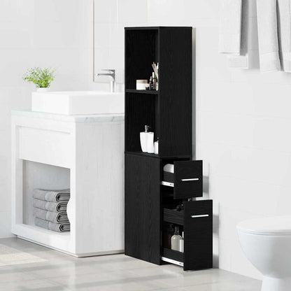 vidaXL Badezimmermöbel-Set Schwarz Eichen-Optik 22 x 41 x 135 cm