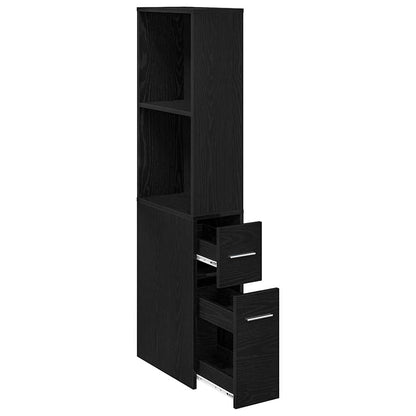 vidaXL Badezimmermöbel-Set Schwarz Eichen-Optik 22 x 41 x 135 cm