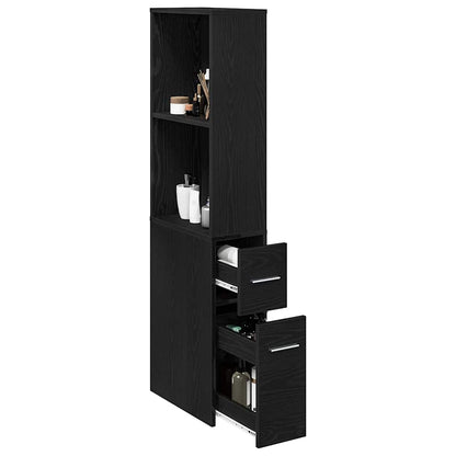 vidaXL Badezimmermöbel-Set Schwarz Eichen-Optik 22 x 41 x 135 cm