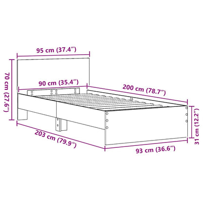 Bettrahmen Schwarz Eichen-Optik 90 x 200 cm Holzwerkstoff