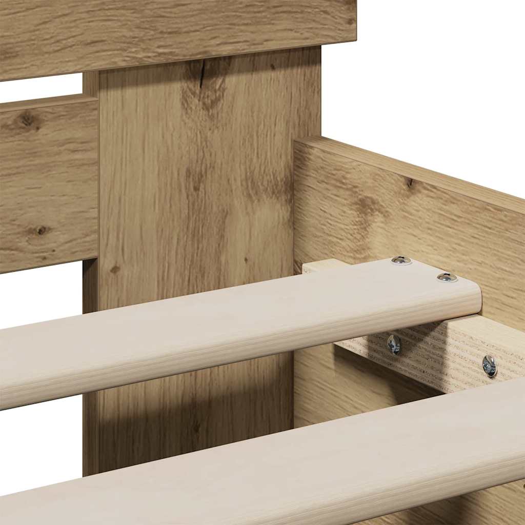 vidaXL Bettrahmen mit Kopfteil Artisan-Eiche 90 x 190 cm Holzwerkstoff