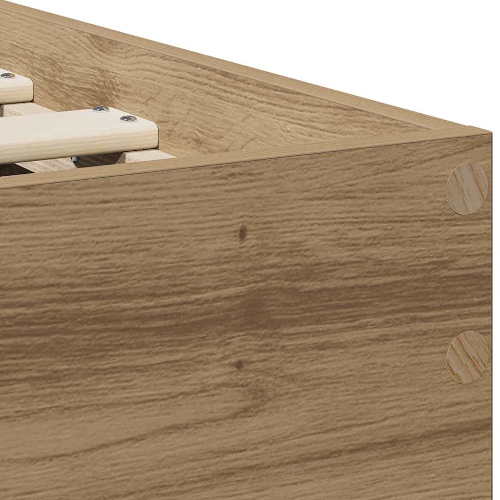 vidaXL Bettrahmen mit Kopfteil Artisan-Eiche 90 x 190 cm Holzwerkstoff