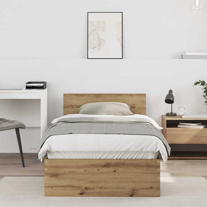 vidaXL Bettrahmen mit Kopfteil Artisan-Eiche 90 x 190 cm Holzwerkstoff