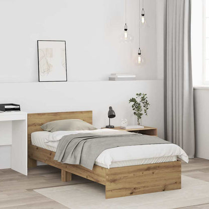 vidaXL Bettrahmen mit Kopfteil Artisan-Eiche 90 x 190 cm Holzwerkstoff