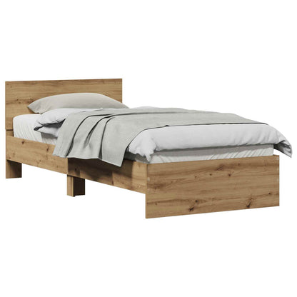 vidaXL Bettrahmen mit Kopfteil Artisan-Eiche 90 x 190 cm Holzwerkstoff