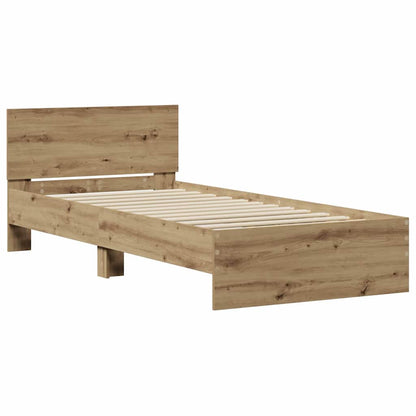 vidaXL Bettrahmen mit Kopfteil Artisan-Eiche 90 x 190 cm Holzwerkstoff