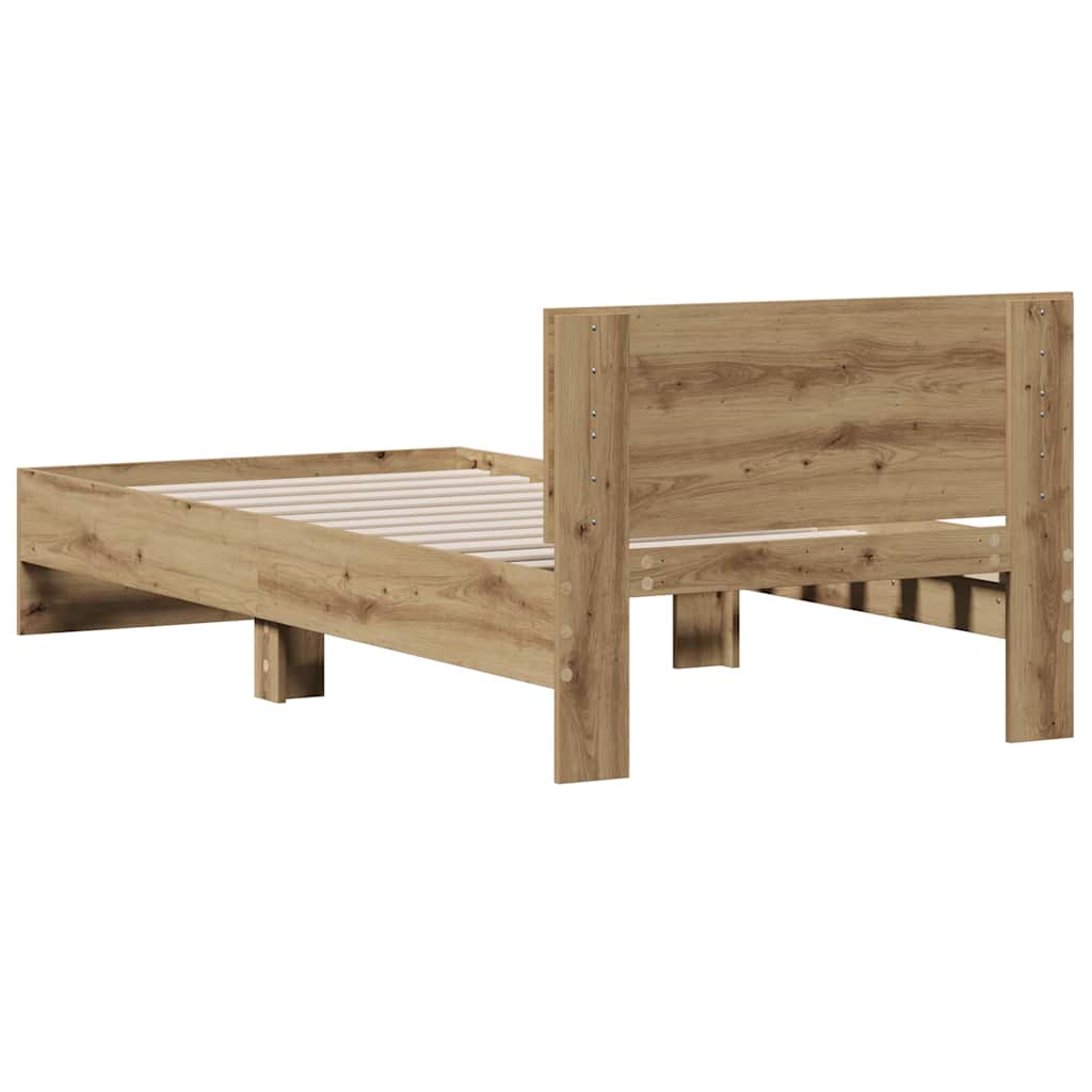 vidaXL Bettrahmen mit Kopfteil Artisan-Eiche 90 x 190 cm Holzwerkstoff