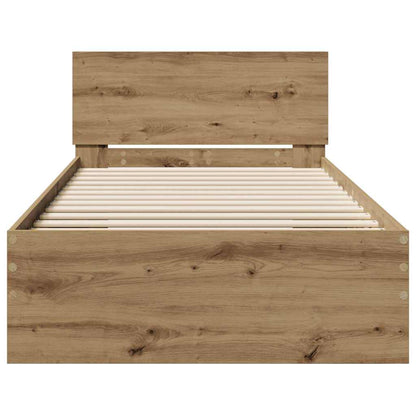 vidaXL Bettrahmen mit Kopfteil Artisan-Eiche 90 x 190 cm Holzwerkstoff