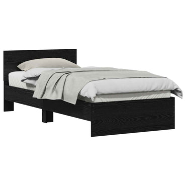vidaXL Bettrahmen Schwarz Eichen-Optik 90 x 190 cm Holzwerkstoff