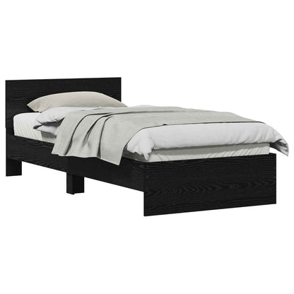 vidaXL Bettrahmen Schwarz Eichen-Optik 90 x 190 cm Holzwerkstoff