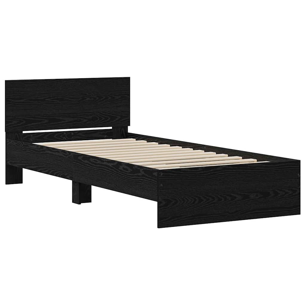 vidaXL Bettrahmen Schwarz Eichen-Optik 90 x 190 cm Holzwerkstoff