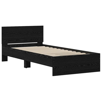 vidaXL Bettrahmen Schwarz Eichen-Optik 90 x 190 cm Holzwerkstoff