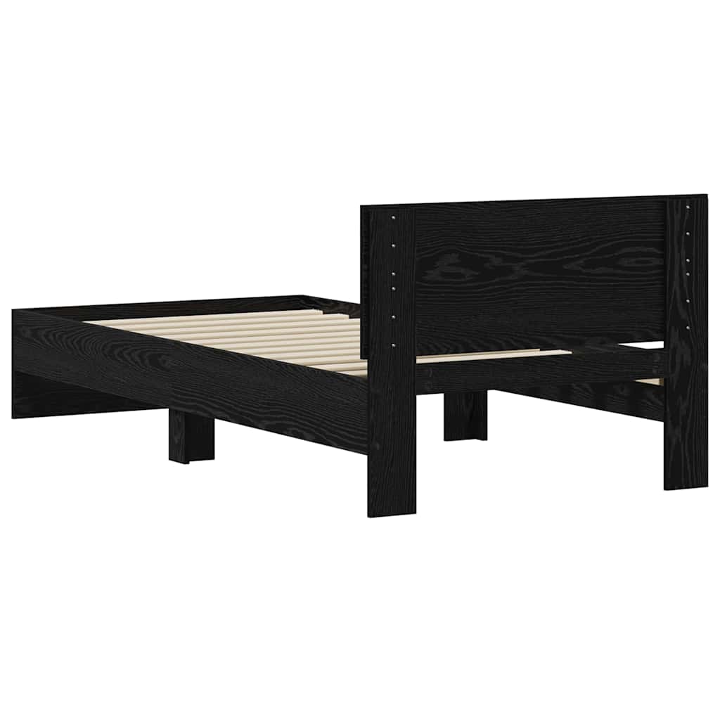 vidaXL Bettrahmen Schwarz Eichen-Optik 90 x 190 cm Holzwerkstoff