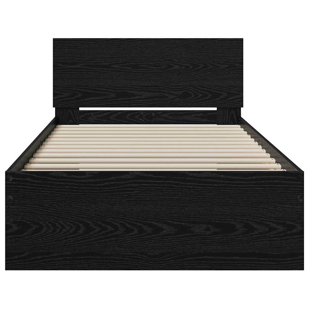vidaXL Bettrahmen Schwarz Eichen-Optik 90 x 190 cm Holzwerkstoff