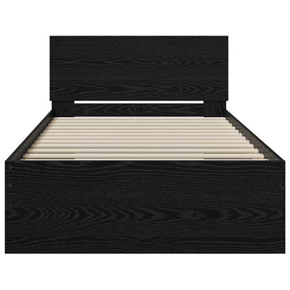 vidaXL Bettrahmen Schwarz Eichen-Optik 90 x 190 cm Holzwerkstoff
